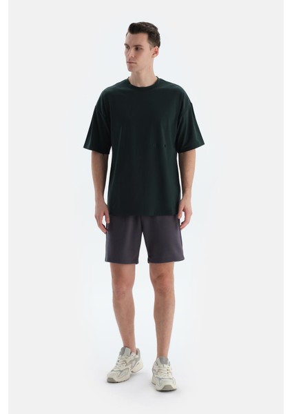 Koyu Yeşil Erkek Slogan Baskılı Tişört fırsatları