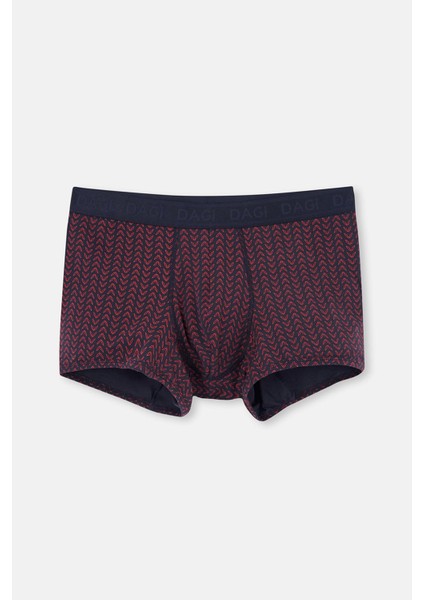 Kırmızı-Lacivert 3'lü Desenli Micro Modal Boxer
