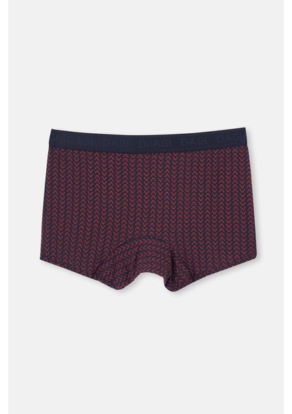 Kırmızı-Lacivert 3'lü Desenli Micro Modal Boxer