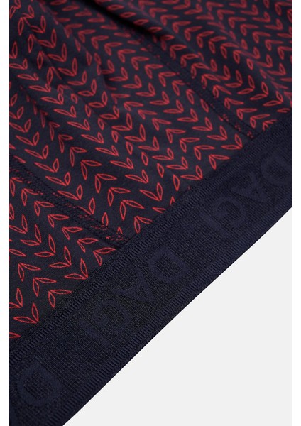 Kırmızı-Lacivert 3'lü Desenli Micro Modal Boxer