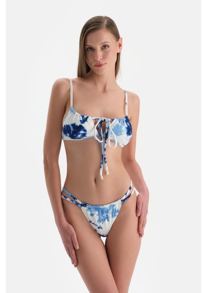 Beyaz-Mavi Brazilian Bikini Altı