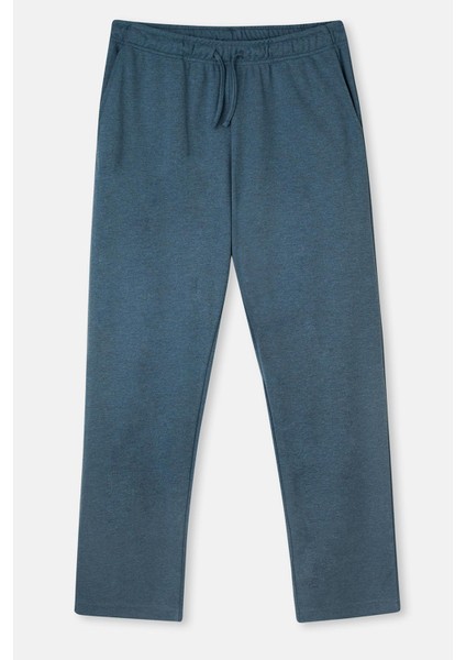 Indigo Melanj Interlok Cepli Pantolon Pijama Altı