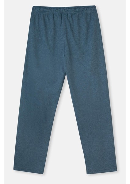 Indigo Melanj Interlok Cepli Pantolon Pijama Altı