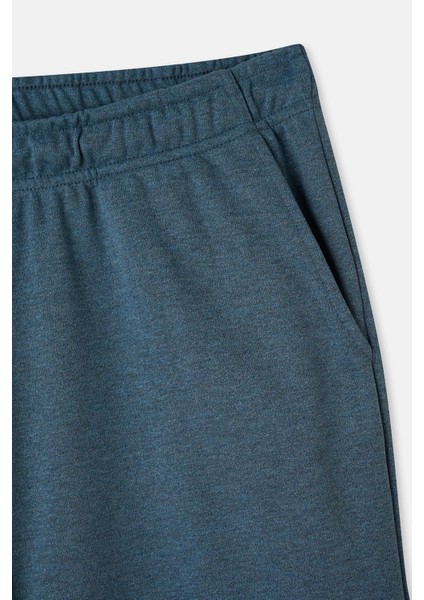 Indigo Melanj Interlok Cepli Pantolon Pijama Altı