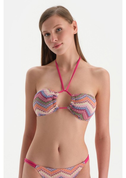 Pembe Straplez Bikini Üst