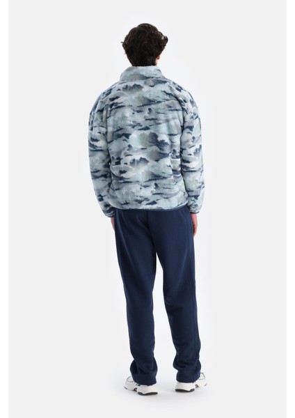 Lacivert Erkek Okyanus Baskılı Polar Sweatshırt fiyatları