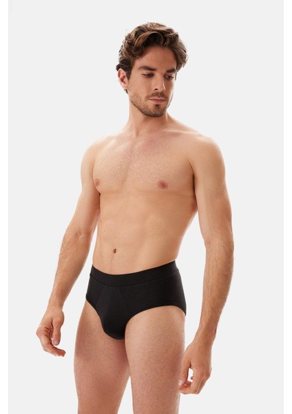 Siyah Dikiş Detaylı Kumaş Kaplama Lastikli Slip