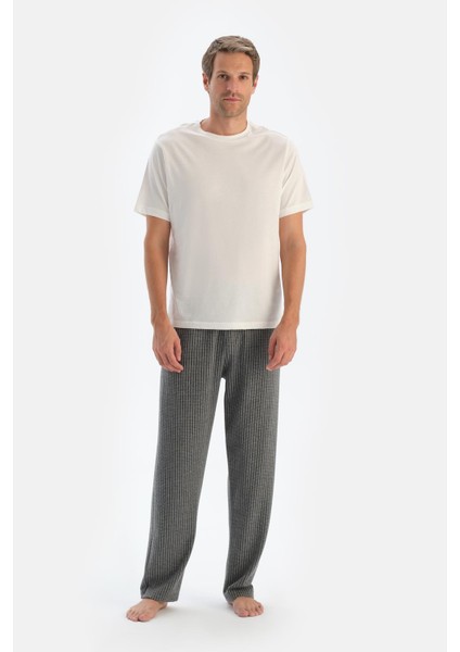 Gri Çizgili Örme Pantolon Pijama Altı fırsatları