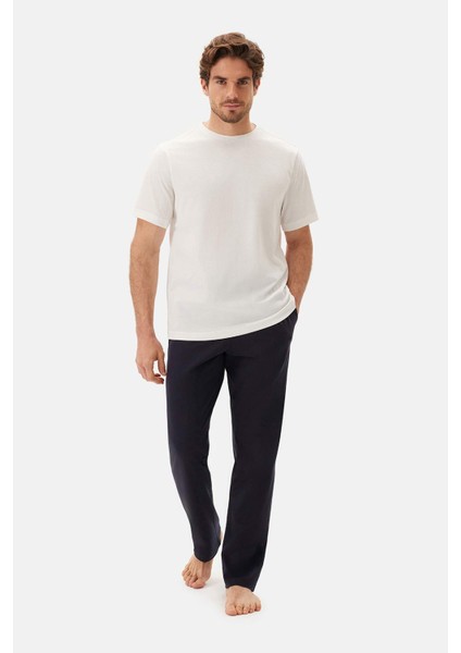 Lacivert Beli Lastikli Örme Pantolon