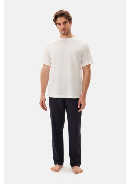 Lacivert Beli Lastikli Örme Pantolon