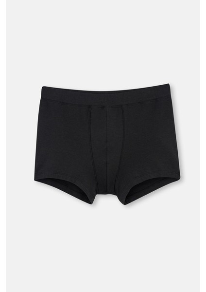 Siyah Dikiş Detaylı Kumaş Kaplama Lastikli Boxer