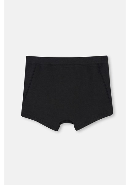 Siyah Dikiş Detaylı Kumaş Kaplama Lastikli Boxer