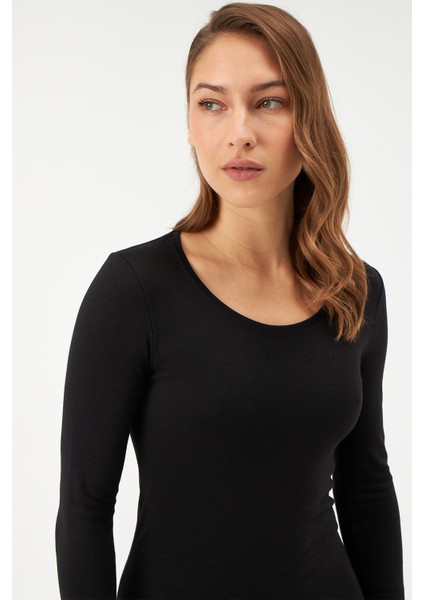 Siyah Kadın Termal Uzun Kollu Üst modelleri