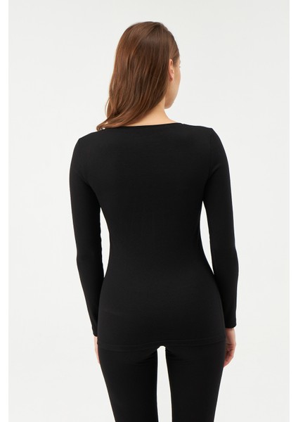 Siyah Kadın Termal Uzun Kollu Üst indirimleri