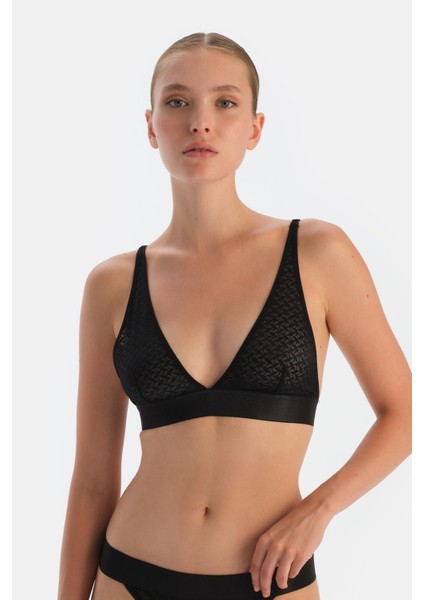 Siyah Premıum Dantelli ve Lastik Detaylı Bralet