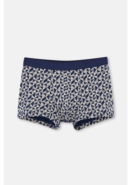 Lacivert 3'lü Desenli Pamuk Boxer fiyatları