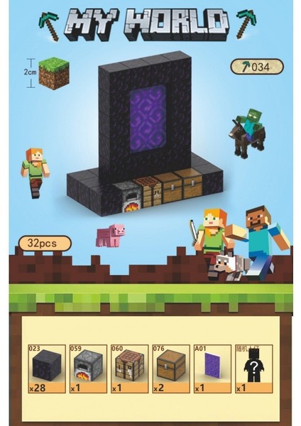 Minecraft Manyetik Kare Mıknatıs Büyük Yapı Bloğu Montajı (Yurt Dışından)