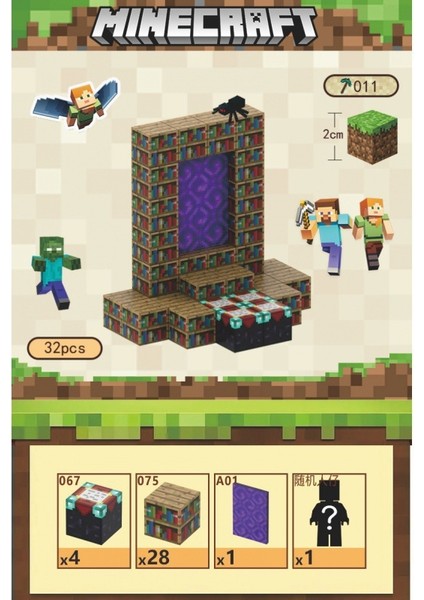 Minecraft Manyetik Kare Mıknatıs Büyük Yapı Bloğu Montajı (Yurt Dışından)