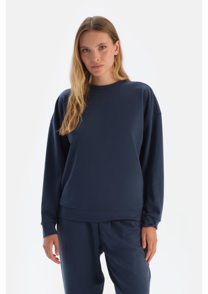 Lacivert Basıc Modal Sweatshırt