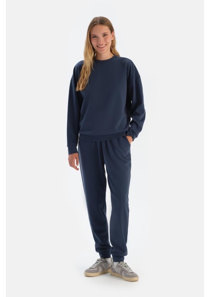 Lacivert Basıc Modal Sweatshırt