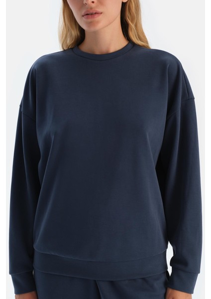 Lacivert Basıc Modal Sweatshırt