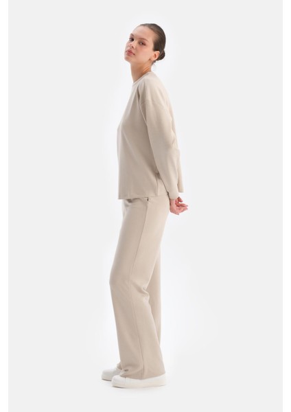 Krem Basıc Modal Sweatshırt modelleri