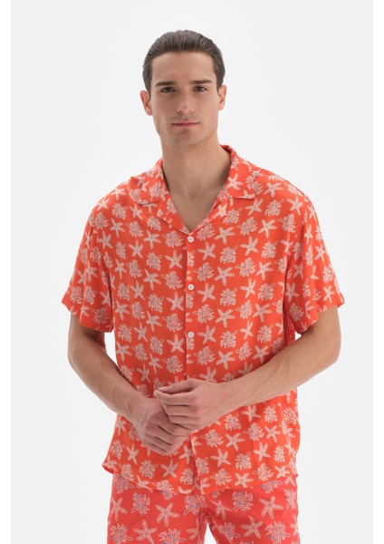 Somon Desenli Viskon Gömlek