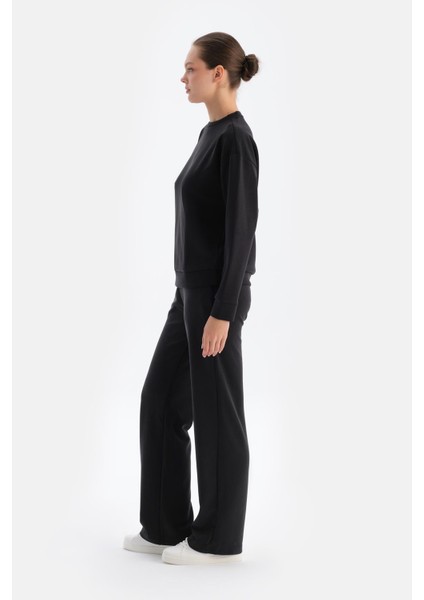 Siyah Basıc Modal Sweatshırt modelleri