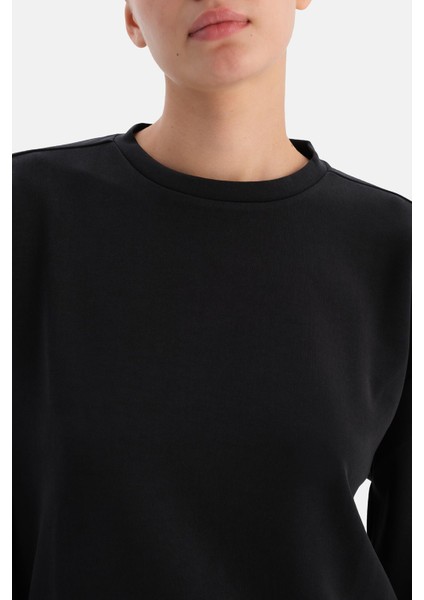 Siyah Basıc Modal Sweatshırt indirimleri