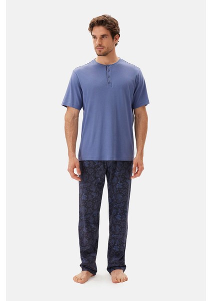 Indigo Yarım Patlı Tişört Pantolon Pijama Takımı fırsatları