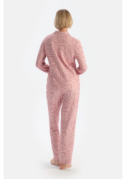 Açık Pembe Zebra Desenli Termal Pijama Takımı fiyatları