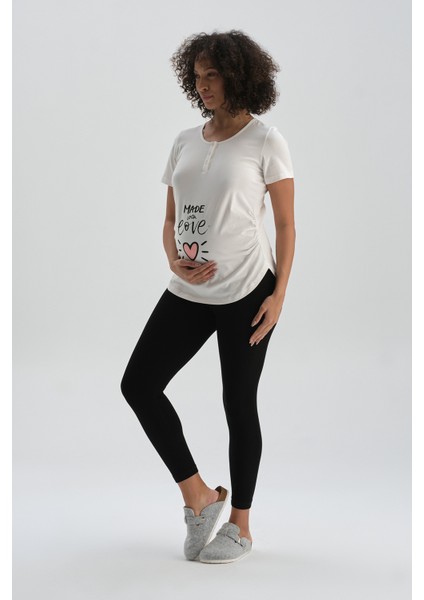 Beyaz Pamuklu Hamile T-Shirt modelleri