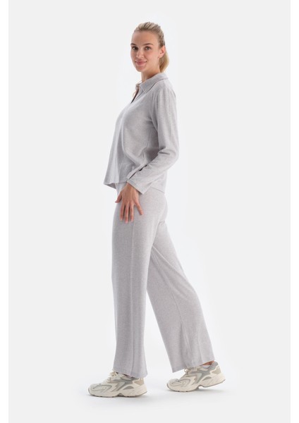 Gri Melanj Polo Yaka Uzun Kollu Basıc Üst modelleri