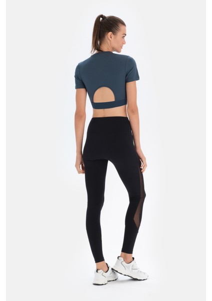 Koyu Yeşil Bisiklet Yaka Crop T-Shirt fiyatları