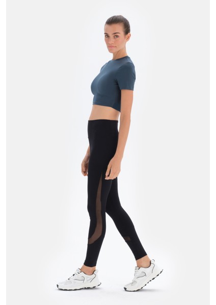 Koyu Yeşil Bisiklet Yaka Crop T-Shirt modelleri