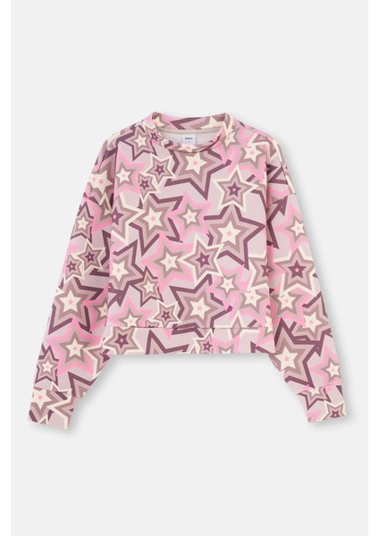 Multicolor Dagi Active Dik Yaka Yıldız Baskılı Scuba Sweatshirt