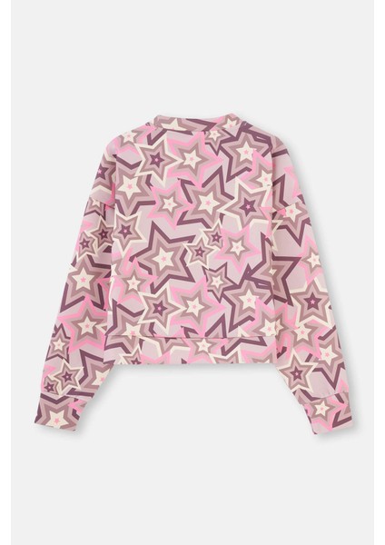 Multicolor Dagi Active Dik Yaka Yıldız Baskılı Scuba Sweatshirt