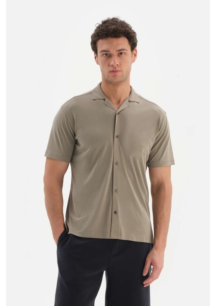 Haki Cupra Kısa Kol Modal Gömlek