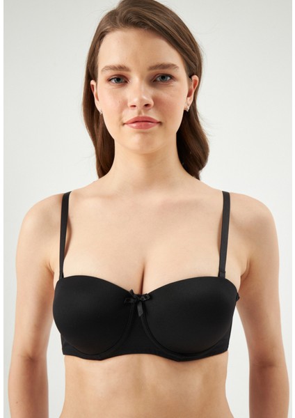 Siyah ERSK160 Adela Straplez Double Push-Up Sütyen