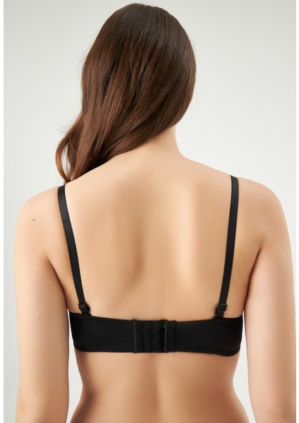 Siyah ERSK160 Adela Straplez Double Push-Up Sütyen modelleri