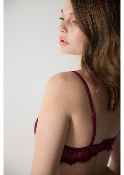 3769 Kadın Dantelli Destekli Sütyen-Bordo fırsatları
