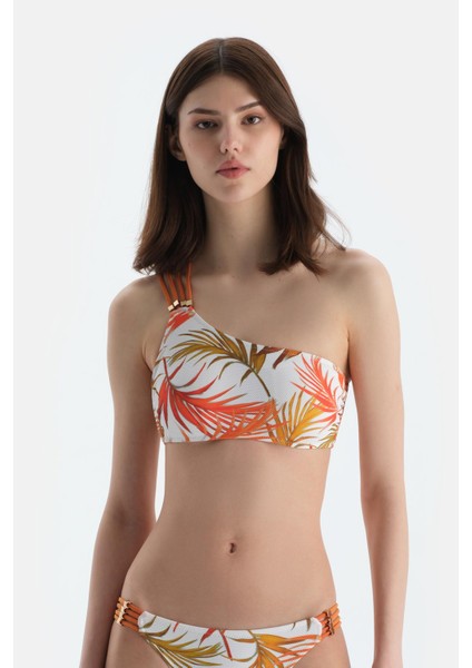 Multicolor Tek Omuz Bikini Üst