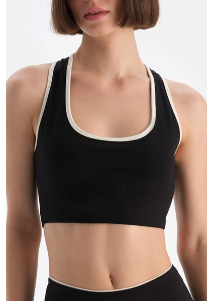Siyah Dagi Active Kadın Biye Detaylı Sporcu Sütyeni indirimleri
