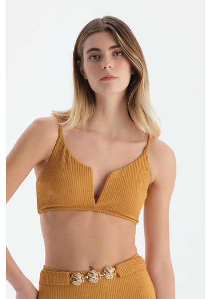 Hardal Üçgen Geniş Bikini Üst