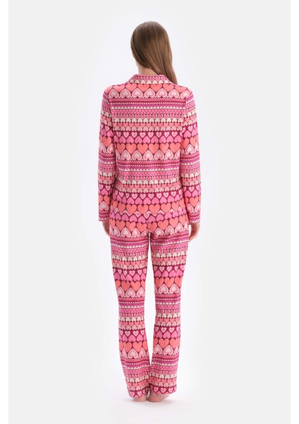 Multicolor Kalpli Metraj Baskılı Gömlek Pantolon Pijama Takımı fiyatları