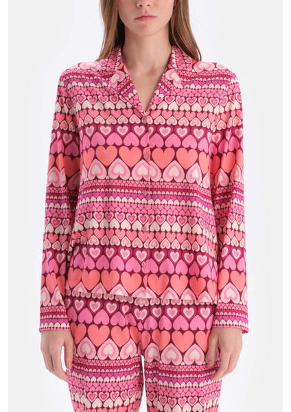 Multicolor Kalpli Metraj Baskılı Gömlek Pantolon Pijama Takımı fırsatları