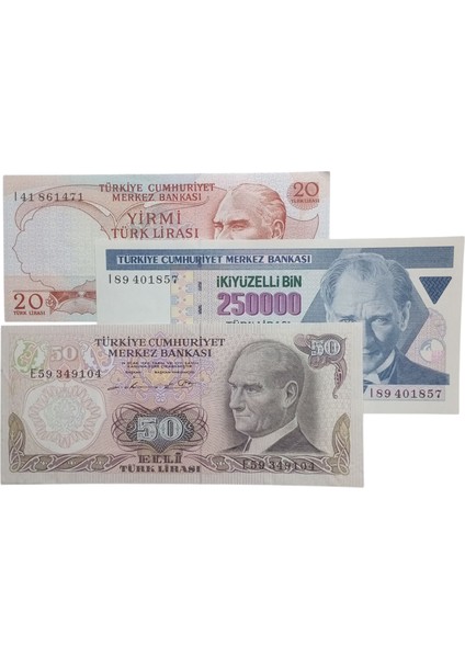 6. 7. Emisyon 3 Adet Koleksiyon Kağıt Para Koleksiyon Başlangıç Setleri Antika Darpane Hobi Hediye