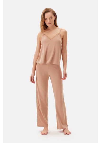 Açık Kahve Basic Pantolon Pijama Altı