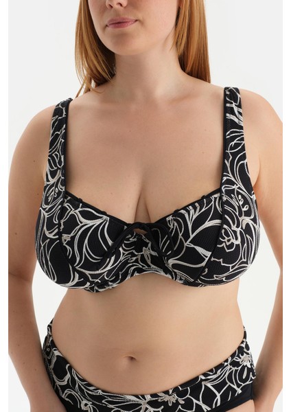 Beyaz-Siyah Korseli Toparlayıcı Bikini Üst indirimleri