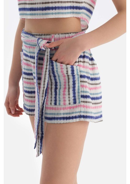 Pembe-Mavi Müslin Şort modelleri